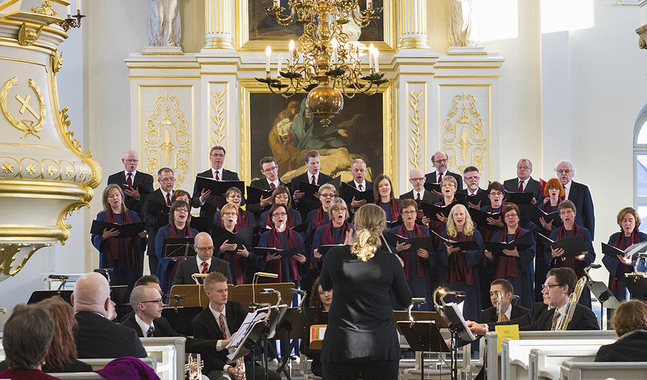 Kammarkören Psallite i Korsholms kyrka med Susanne Westerlund som dirigent. 