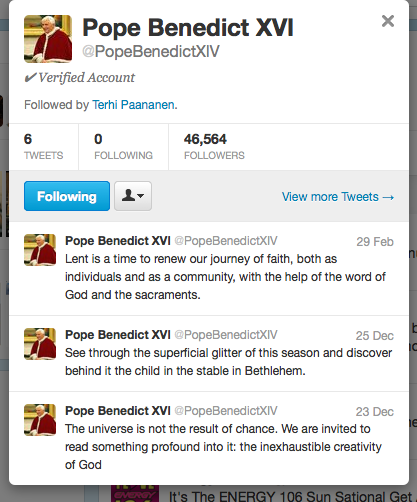 Så här ser påvens twitterkonto ut.