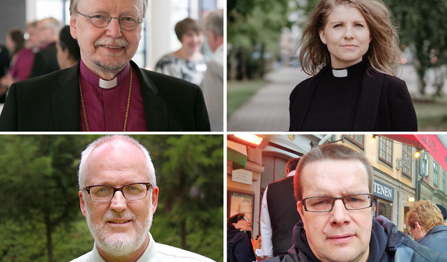 Kari Mäkinen, Emma Audas, Göran Stenlund och Jan-Erik Andelin analyserar biskop Björn Vikströms arv.