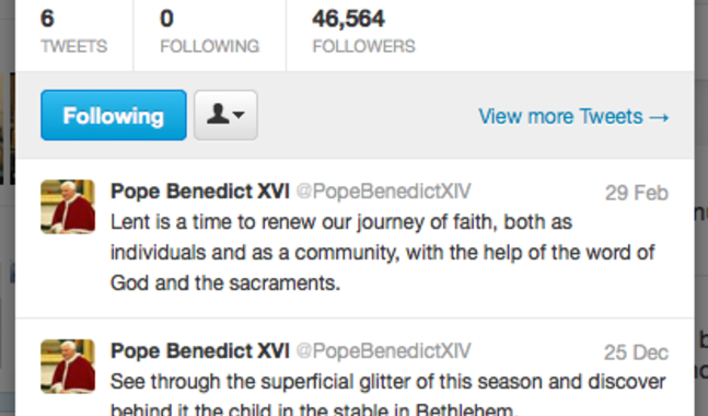 Så här ser påvens twitterkonto ut.